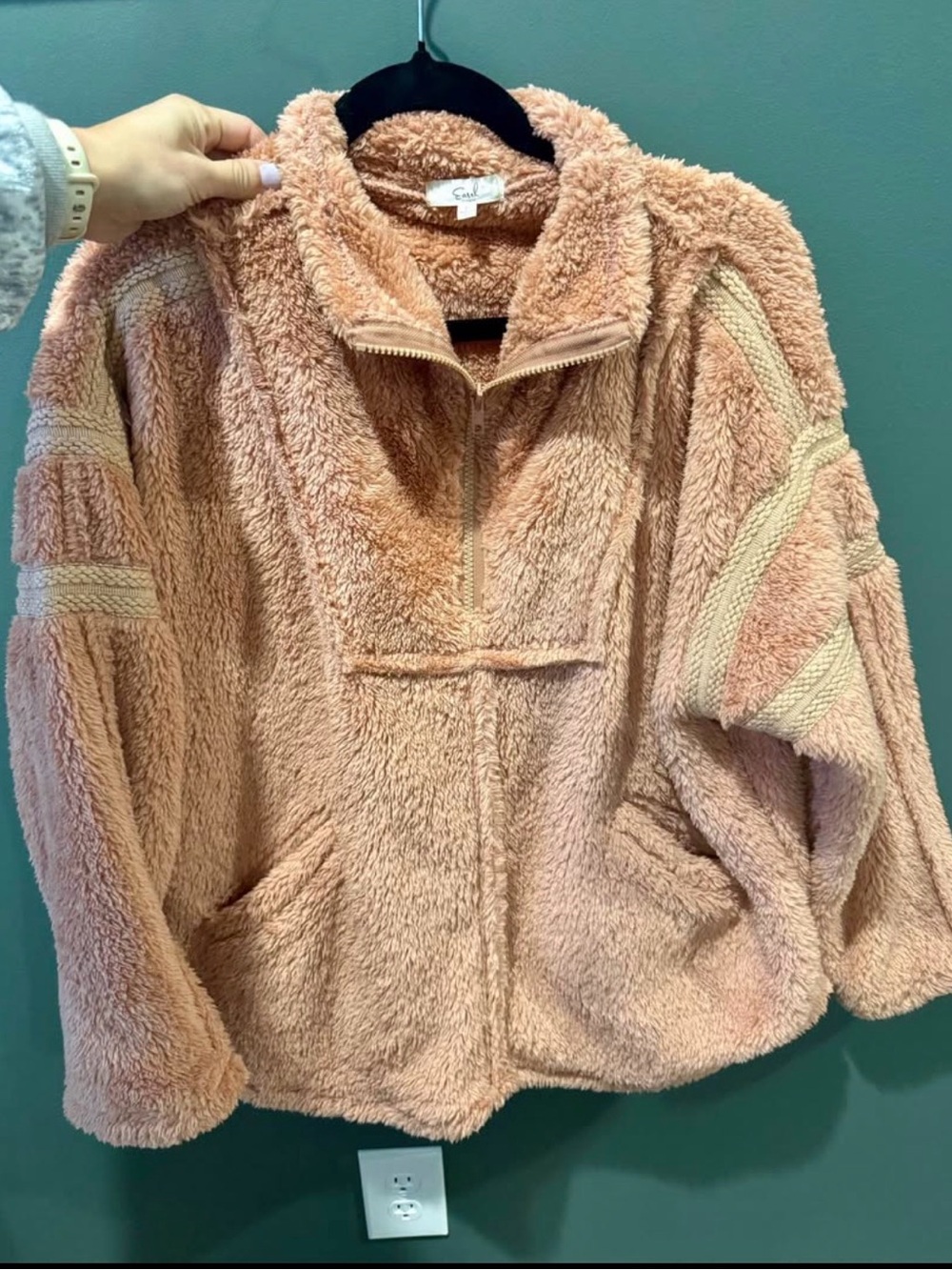 easel Plush Sherpa Half-Zip Jacket - Blush